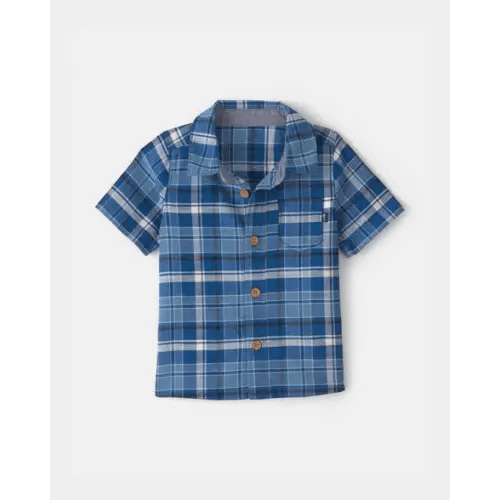 Baby Boy Plaid Short-Sleeve Button-Down Shirt - Blue - OshKosh B'gosh | Carter's