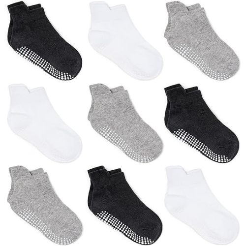 Zaples Baby Non Slip Grip Ankle Socks with Non Skid Soles for Infants Toddlers Kids Boys Girls