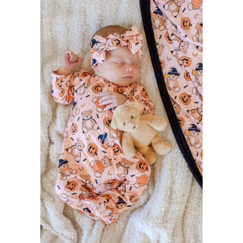 Halloween Bamboo Zipper Footie in Beary Scary | Caden Lane
