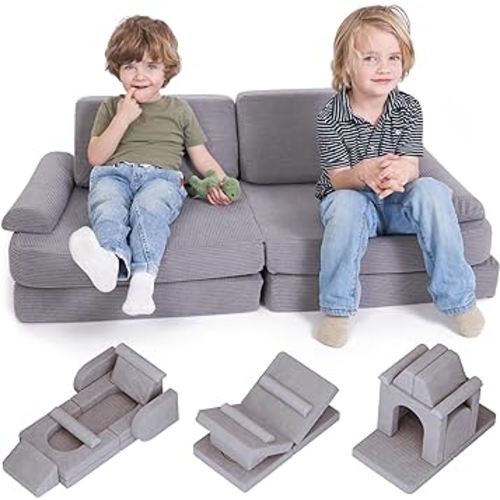 ZICOTO Modular Kids Play Couch for Fun Play Time or Comfy Lounging - The Perfect Toddler Sofa to Boost Creativity and Easily Build Magical Forts and More in Your Playroom/Nursery
