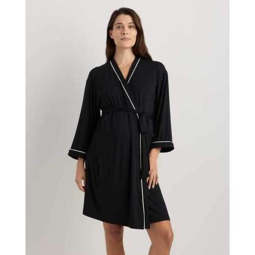Bamboo Jersey Maternity Robe - Maternity & Post-partum in True Black