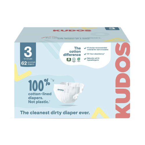 Kudos-Size 3- Chlorine Free Cotton-Lined Disposable Diapers