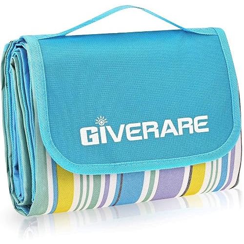 GIVERARE Picnic Beach Blanket, XL Sandfree Waterproof Outdoor Camping Blanket, Quick Drying Oxford Family Mat, Portable Extra Large Picnic Mat for Travel, Hiking, Music Festival, Lawn