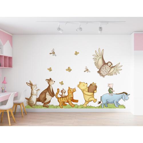 Classic Winnie the Pooh wall decal, Tigger, Eeyore, Owl, Rabbit, Pigglet fairy large vinyl nursery sticker, boy girl room decor, baby gift