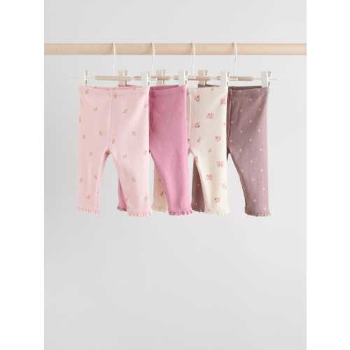 Pink/Brown/Heart Baby Leggings 4 Pack (0mths-2yrs)