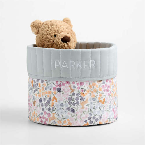 Personalized Wonderland Quilted Kids Shelf Storage Bin