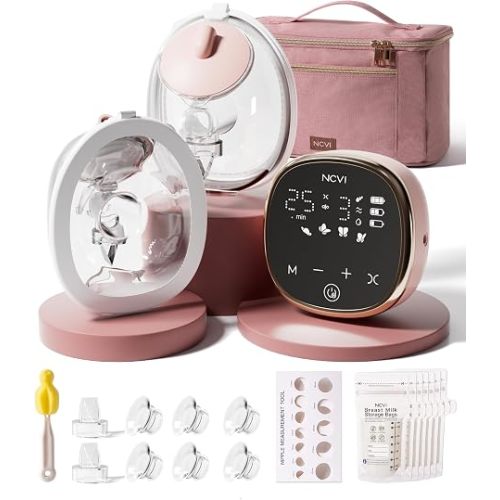 NCVI Electric Breast Pump 8782, Portable Hospital-Grade Double Pump | 4 Modes 9 Levels, Anti-Backflow, Rechargeable Quiet Breastfeeding Pump for Efficient Comfortable Use at Home, Work or Travel