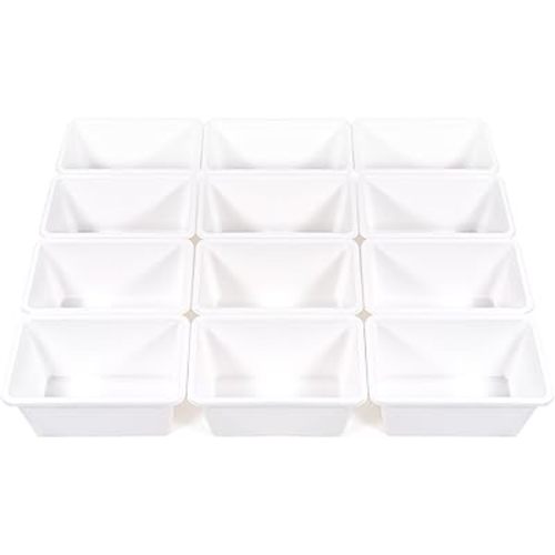 Humble Crew Toy Storage Bins for Kids, Set of 12, White, Small - Sturdy, Colorful Plastic Storage Bins for Classroom, Playroom, Nursery, and More - Premium Toddlers Toy Organizer Bins