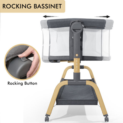 Latitude Run® 3 In 1 Baby Bassinet, Bedside Bassinet For Baby, Rocking Bassinet With Comfy Mattress And Wheels, 6 Height Adjustable Easy Folding Portable Bedside Crib For Newborn | Wayfair
