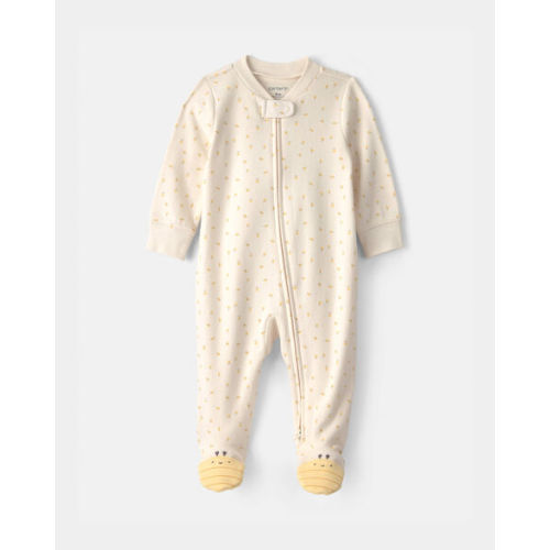 Baby Girl Bee 100% Cotton 2-Way Zip Sleep & Play Pajamas - Ivory | Carter's
