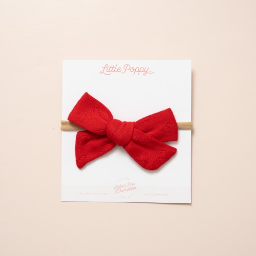 Red Knitted Hearts Headband Bow