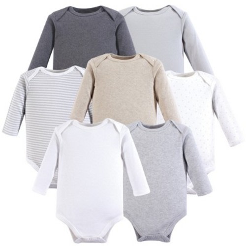 Hudson Baby Cotton Long-Sleeve Bodysuits 7pk, Neutral Basic, Size: 3-6 months - Out of Stock