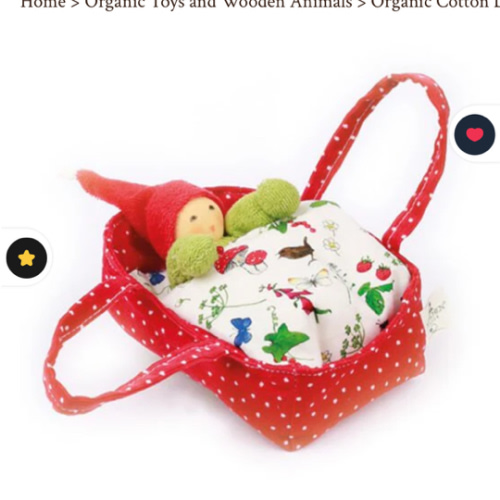 Nanchen Organic Cotton Waldorf Baby Doll in Flower Bed, Red | Dolls- Blue Otter Toys