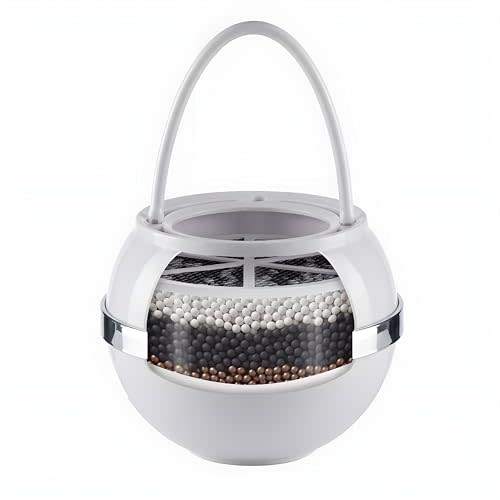 Crystal Quest Premium Bath Ball Water Filter for Bathtub - 3-Stage Filtration, Removes Chlorine, Chloramine & Byproducts, 2,500 Gallons, BPA Free, pH Balanced Water, Fits Most Tubs, White