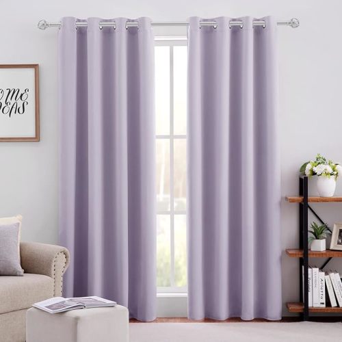 HOMEIDEAS Lilac Blackout Curtains for Bedroom 52 X 84 Inch Length 2 Panels Set Room Darkening Bedroom Curtains, Soundproof Thermal Grommet Window Curtains for Living Room for Christmas