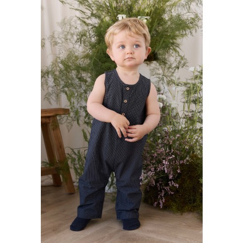 Organic Cotton Milo Jumpsuit - Eclipse Grid Size 1 YR