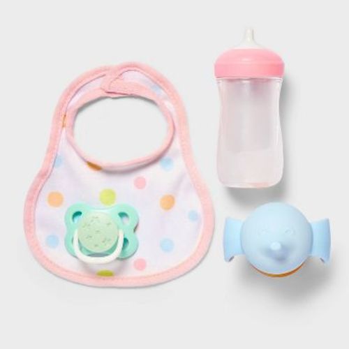 Baby Doll Magic Sippy Cup & Bottle Play Set - Gigglescape™: Includes Bib, Pacifier, Plastic Doll Accessories