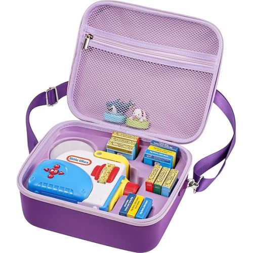 ProCase Hard Carrying Case for Little Tikes Story Dream Machine Starter Set, Kids Large Toy Bag Travel Portable Storage Box for Boy Girl Littles Character Books, Container with Shoulder Strap -Purple