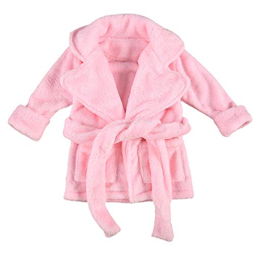 Qiylii Unisex Baby Plush Bathrobe Plain Kimono Gown Newborn Toddler Girls Boys Towel Robe Nightwear Clothes