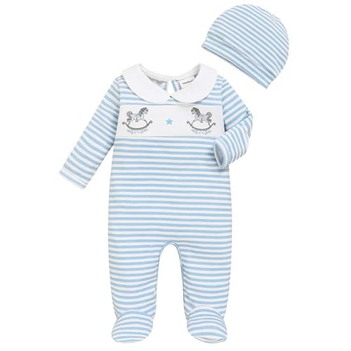 GRNSHTS Newborn Romper Coming Home Outfits Infant Girl Boy Cute Print Long Sleeve Bodysuit with Mitten, Matching Hat Jumpsuit