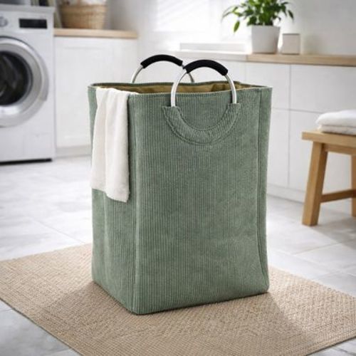 Evideco Corduroy Laundry Basket 55L Sage Green