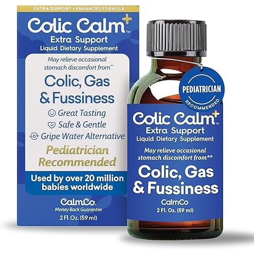 Colic Calm Plus - Gripe Water with Extra Support, Infant Gas Drops for Newborns, Colic & Upset Stomach Relief, Safe & Gentle, Baby Essentials for Digestive Health, 2 fl oz (Pack of 1)