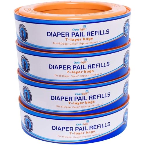 ChoiceRefill Compatible with Diaper Genie Pails, 4-Pack, 1080 Count - 4 Count (Pack of 1)