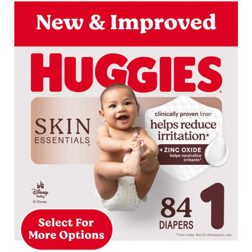 Huggies Skin Essentials Baby Diapers, Size 1 (8-14 lbs), 84 Ct (Select for More Options)