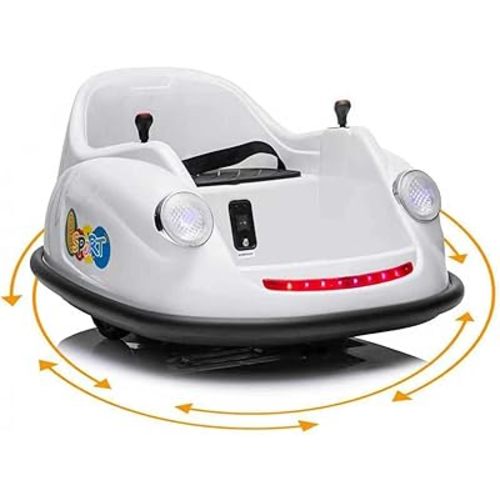 12V Bumper Car for Toddlers, Electric Toy Ride on Battery Car with Kids W/Parent Remote Control, 2-Speed, 360 Degree Spin, Music & LED Lights for Kids, White