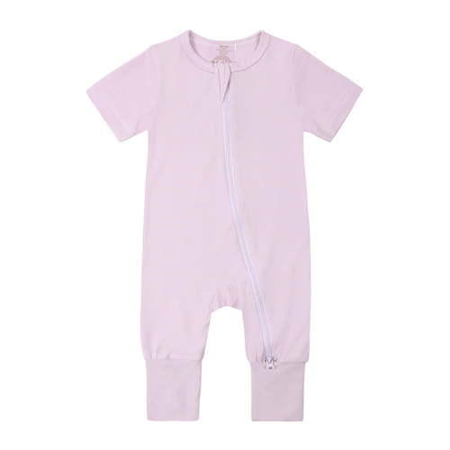 WIBACKER Baby Boys Girls Bamboo Viscose Short Sleeve Pajamas, 2 Way Zipper Romper, Sleep and Play 0-24 Months