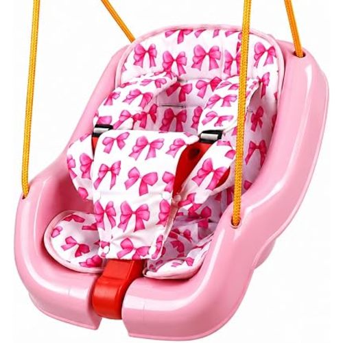 Jenaai Toddler Swing Cushion Baby Swings Outdoor Seat Insert Pad Compatible with Swings for Toddlers Age 1-3 Detachable Machine and Washable(Not Included Swing) (Pink Bow)