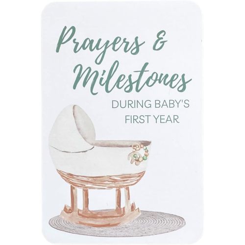 Prayer & Milestone Cards for Baby's First Year, Monthly Baby Milestone Cards, Unique First Time Mom Gift, Religious Baby Shower Gifts, Gender Neutral Baby Keepsake (Classic Neutral)