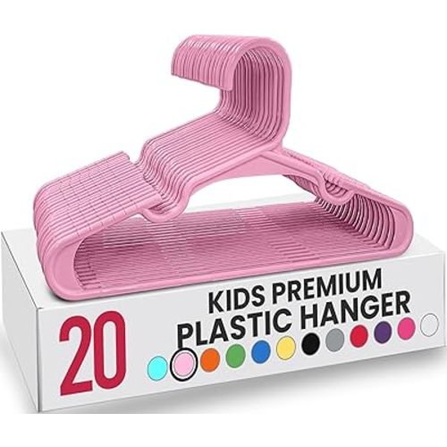 Utopia Home 20 Pack Kids Hangers - 11.5 Inch Plastic Baby Hangers for Closet - Childrens Hanger for Clothes & Infant Hanger for Closet - for Everyday Standard Use (Baby Pink)