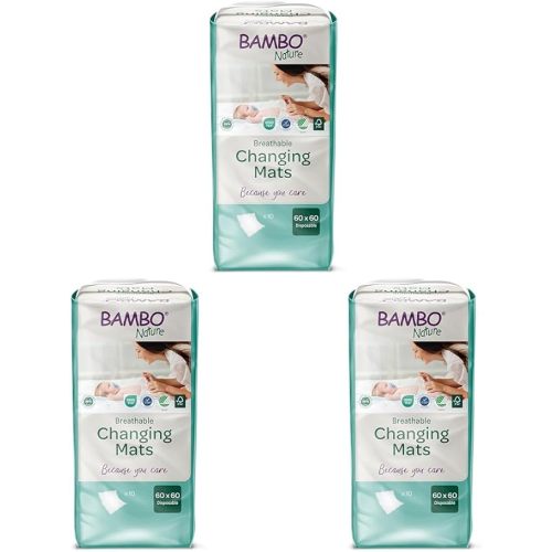 Bambo Nature Changing Mat: Bio-Based, Extra Soft, Ultra Absorbent, and Breathable - 20 Count (Pack of 3)