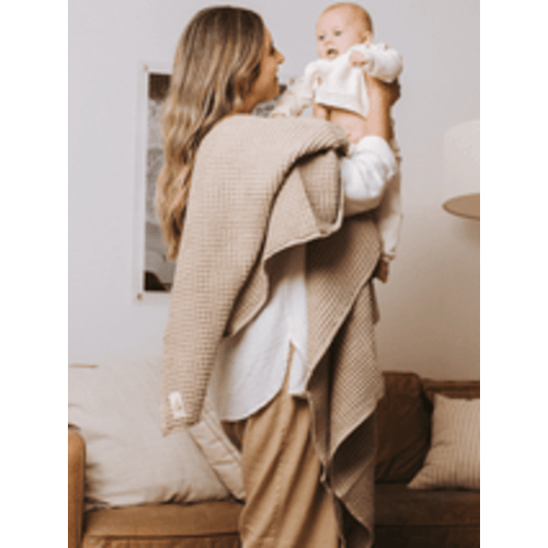 Little Fishies Waffle Blanket - Warm Taupe | Sand Cloud