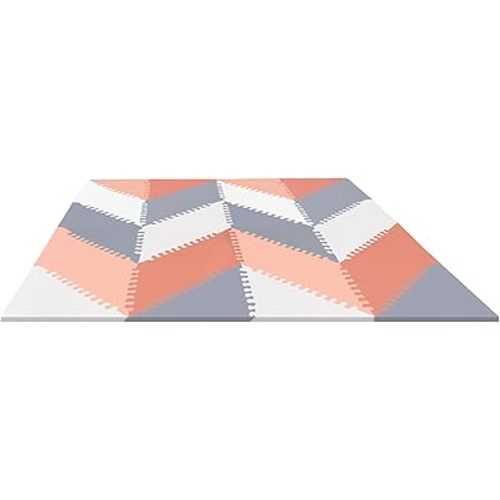 Skip Hop Baby Play Mat, Interlocking Foam Floor Tiles, 70" x 56", Playspot, Grey/Peach