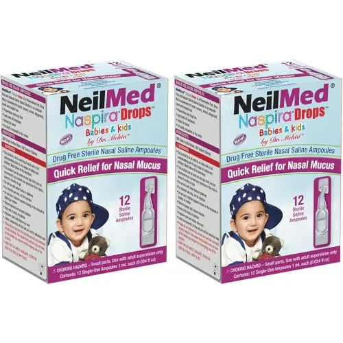 NeilMed Naspira Drops - Easy Twist-Off 12ct Ampoules, (Packaging May Vary) (Pack of 2)