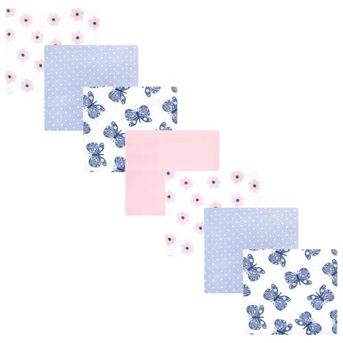 Hudson Baby Unisex Baby Cotton Flannel Receiving Blankets 7-Pack Bundle, Beautiful Butterfly, One Size