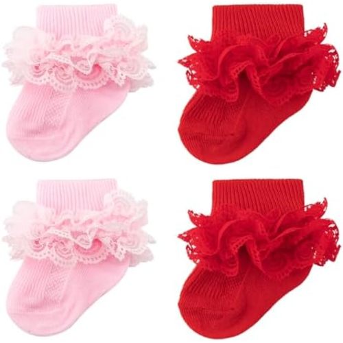 Baby Girls Socks Eyelet Ruffle Frilly Lace Summer Thin Dress Socks for Newborn Infant Toddler Kids