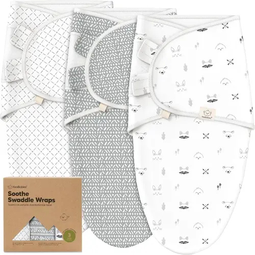 KeaBabies 3-Pack Organic Baby Swaddle Sleep Sacks - Newborn Swaddle Sack, Ergonomic Baby Swaddles 0-3 Months, Swaddles for Newborns,Baby Sleep Sack, Baby Swaddle Blanket Wrap,Baby Essentials(Nordic)