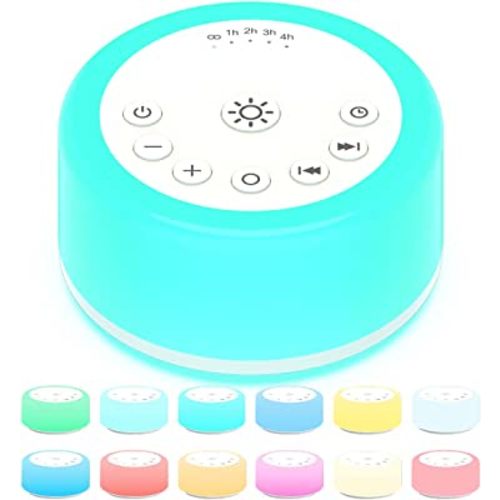 ColourNoise Sound Machine White Noise Machine 12 Colors Night Lights Brown Noise Machine with 30 Soothing Sounds Sleep Sound Machine with 5 Timers Portable for Home Travel and Office(White)