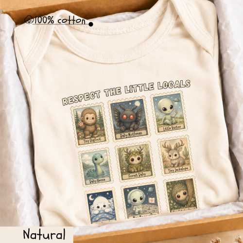 Cute Cryptid Baby Onesie, Baby Bigfoot Mothman Alien Bodysuit, Respect The Locals Baby Shower Gift, Fantasy Toddler Shirt, Newborn Outfit