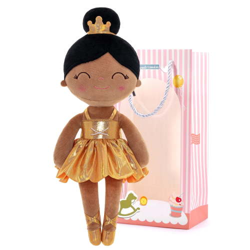 Gloveleya Soft Dolls Baby Girl Gifts Ballet Girls Plush Baby Doll Ballerina Tanned Golden 13 inch