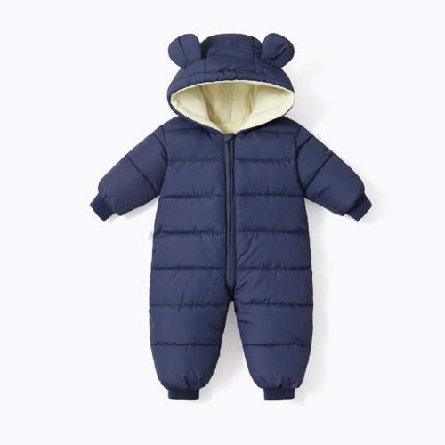 0-3T Baby Winter Warm Cotton Puffer Hooded Jumpsuit Coat Romper Snowsuit for Newborn Infant Toddler Boys Girls