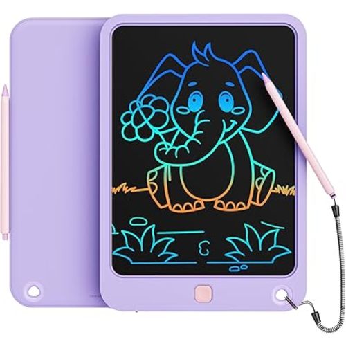 LCD Writing Tablet 10 Inch, Toys for 3 4 5 6 7 8 9 10 Year Old Boys Girls, Colorful Doodle Board Drawing Tablet, Gift for Boys Toddlers Age 3-12 Years, Memo Board, Drawing Pads with Lanyard(Purple)