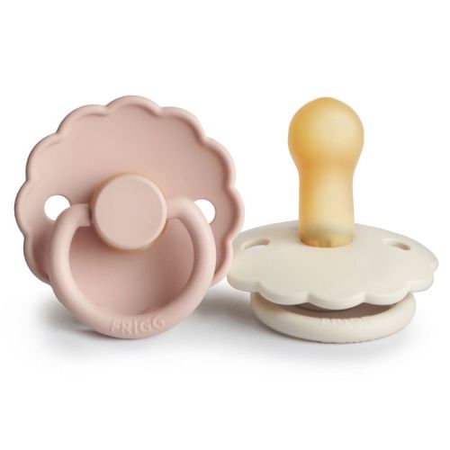 FRIGG Daisy Natural Rubber Pacifier 2-Pack Blush/Cream 6-18 months