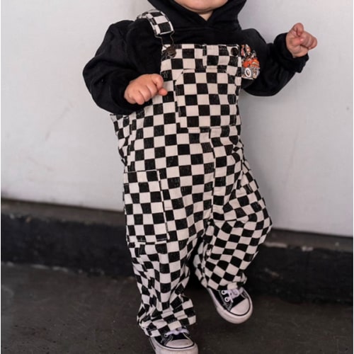 Classic Checkered Overalls - Black | Little Trouble