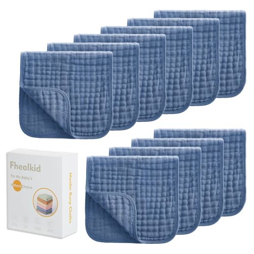 Muslin Burp Cloths Sets Newborn Baby Boy Essentials Must Haves 100% Cotton 10 Pack 22" X 10",6-Layer Baby Bibs & Burp Cloths for Baby Drool and Messes - Soft, Safe & Gentle for Boys & Girls Multi