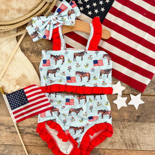 American Cowgirl Red Ruffle: Two-Piece Swimsuit – theFRINGEDpineapple