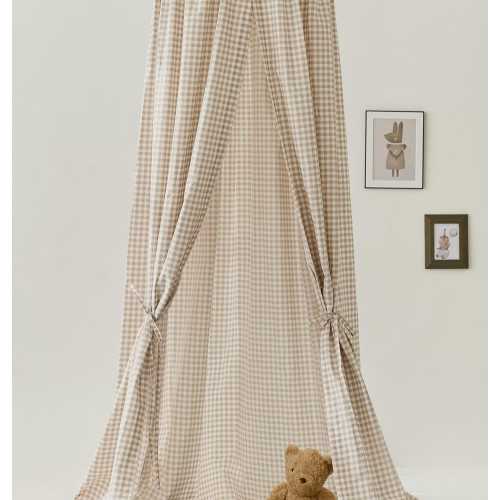 Gingham Bed Canopy | Cotton Canopy for Baby Crib | Hanging Nursery Canopy, Neutral Canopy for Crib or Toddler Bed